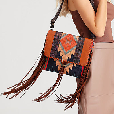 Crossbody Bag For Women Vintage Tassel Large Capacity Shopping Bag