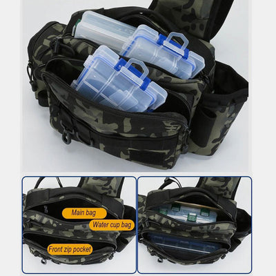 Multifunctional Large Capacity Waterproof Fishing Hiking Waist Bag Crossbody Bag