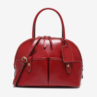 Retro Shell Bag For Women Soft Oil Wax Leather Tote