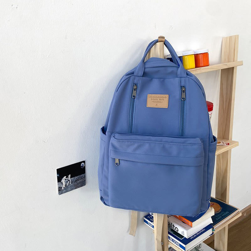 Backpack for Women Minimalist Plain Color Nylon Outdoor School Daypack