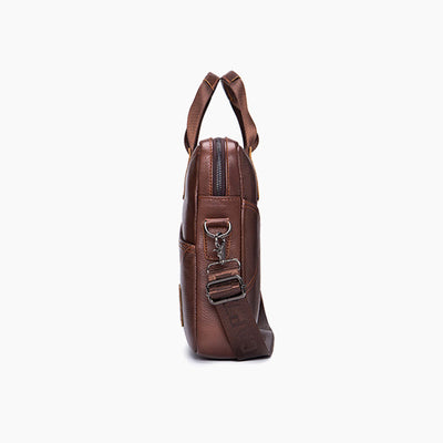 Briefcase For Men Business Solid Color Genuine Leather Crossbody Bag