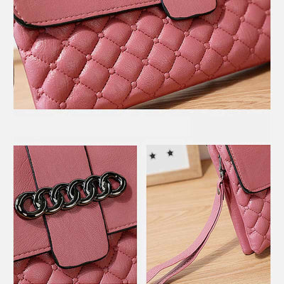 Plaid Pattern Quilted Ladies Shoulder Purse Multifunctional Wallet Handbag