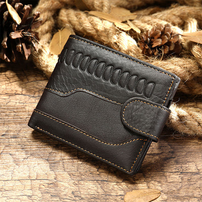 Vintage Money Clip Genuine Leather  Multi-Slot License Card Bag Wallet