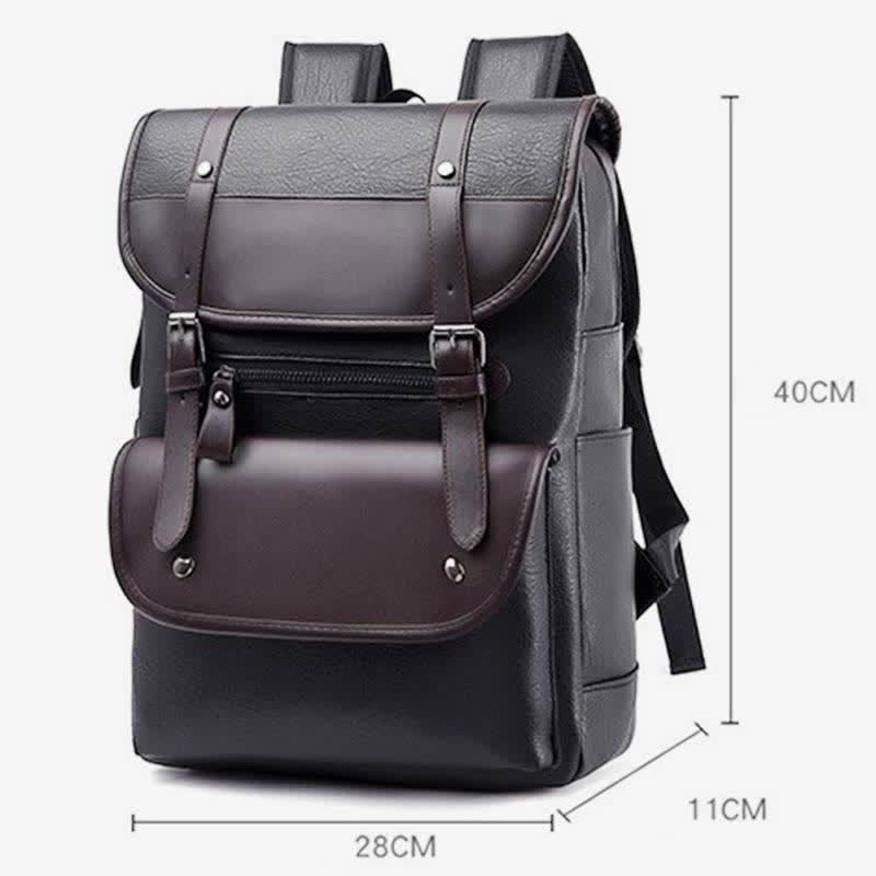 Leather Laptop Backpack for Men Large Capacity College Travel Office Daypack