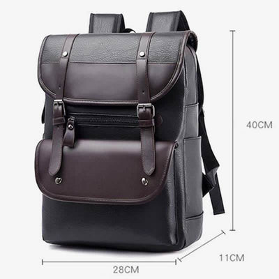 Leather Laptop Backpack for Men Large Capacity College Travel Office Daypack