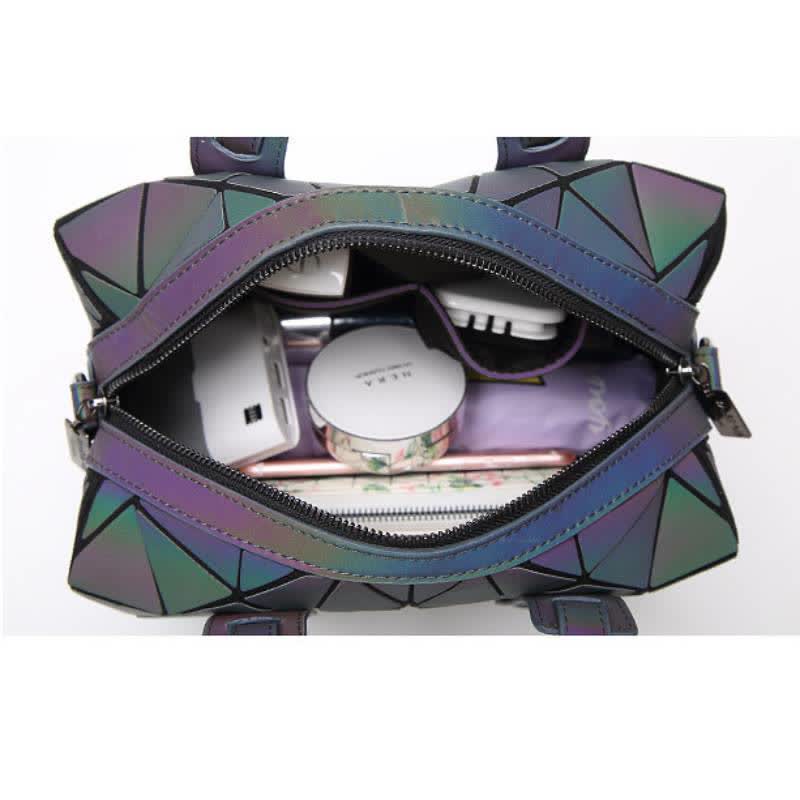 Geometric Purses Handbag Fashion Reflective Tote Bag with Crossbody Strap
