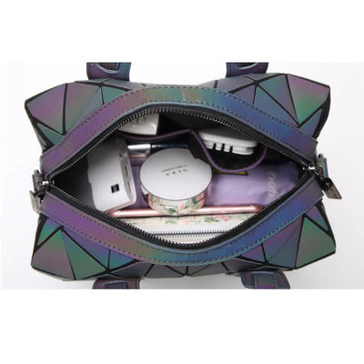 Geometric Purses Handbag Fashion Reflective Tote Bag with Crossbody Strap