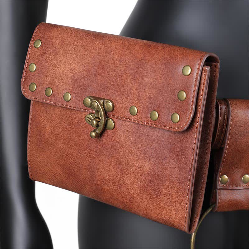 Medieval Renaissance Waist Bag Pouch Belt Holster with Belt Key Chain