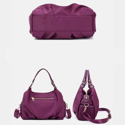 Triple Compartment Tote Handbag Large Capacity Hobo Handbag with Crossbody Strap