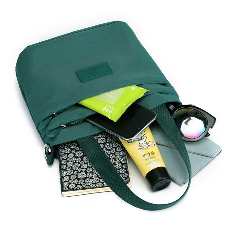 Functional Crossbody Bag Shoulder Bag Multi-pocket Lightweight Solid Color Handbag