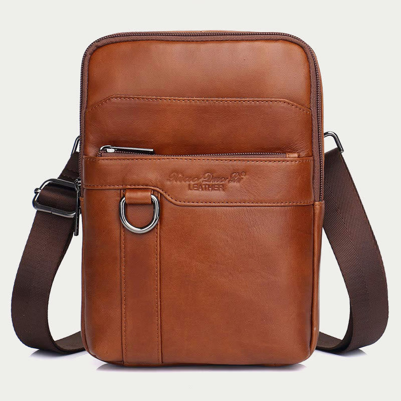 Messenger Bag For Men Three Styles Pockets Leather Crossbody Bag