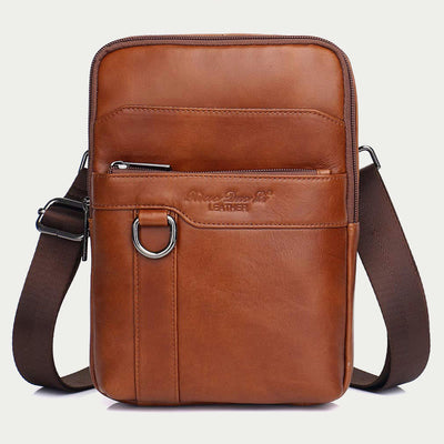 Messenger Bag For Men Three Styles Pockets Leather Crossbody Bag
