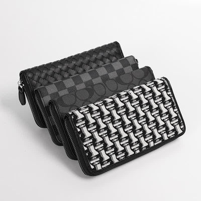 Leather Wallet for Men Zip Around Pattern Print Luxury Wallet Clutch