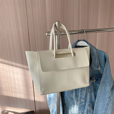 Clamshell Tote For Women Large Minimalist Leather Office Commuter Purse