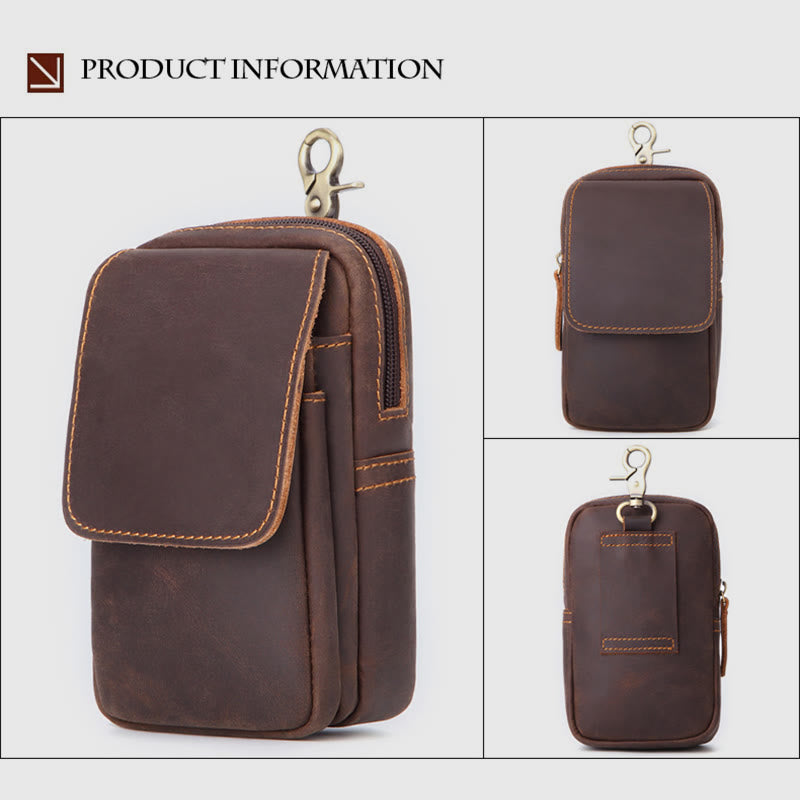 Waist Bag For Men Outdoor Retro Genuine Leather Hanging EDC Pouch