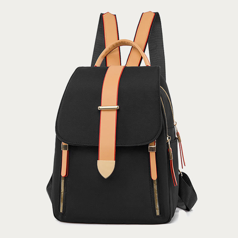 Nylon Backpack For Women Solid Color Large Capacity Leisure Bag