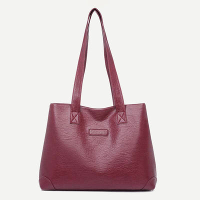 Women's Double Compartment Soft Faux Leather Tote Handbag Shoulder Bag Purse