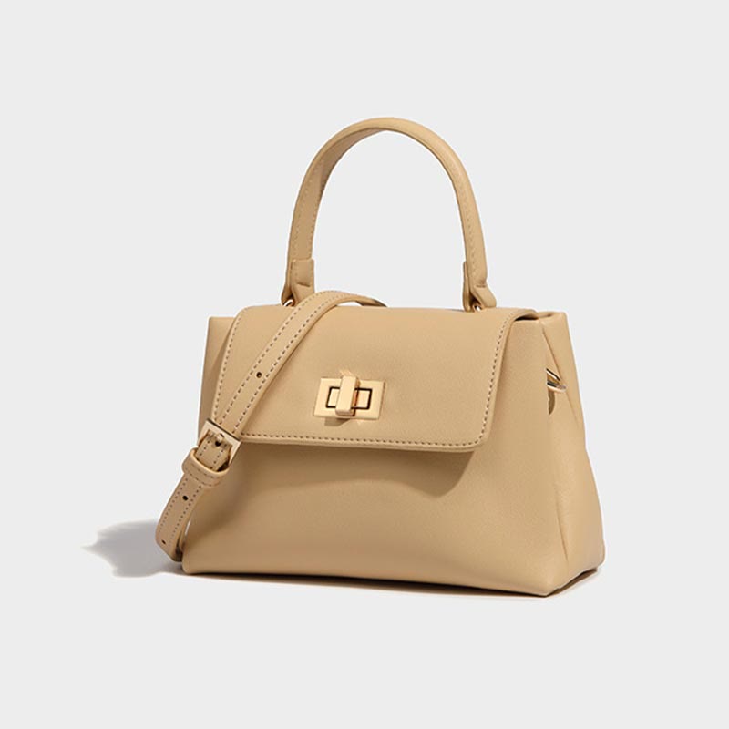 Top-Handle Bag For Women Plain Color Vintage Soft Leather Crossbody Bag