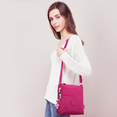 Lightweight Triple Zip Small Crossbody Bag Shoulder Bag for Women