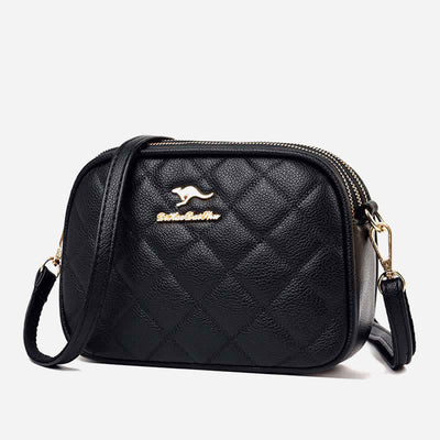 3 Zip Crossbody Bag for Women Faux Leather Quilted Small Shoulder Purse