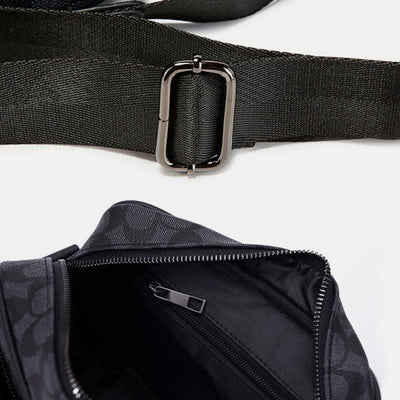 Men Checked Grain Crossbody Purse Waterproof Scratch-proof Classic Shoulder Handbag