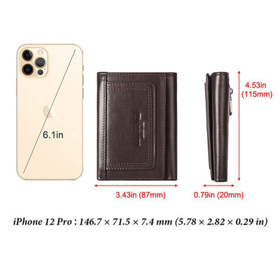Trifold Roomy Leather Wallet RFID Blocking Anti-theft Wallet