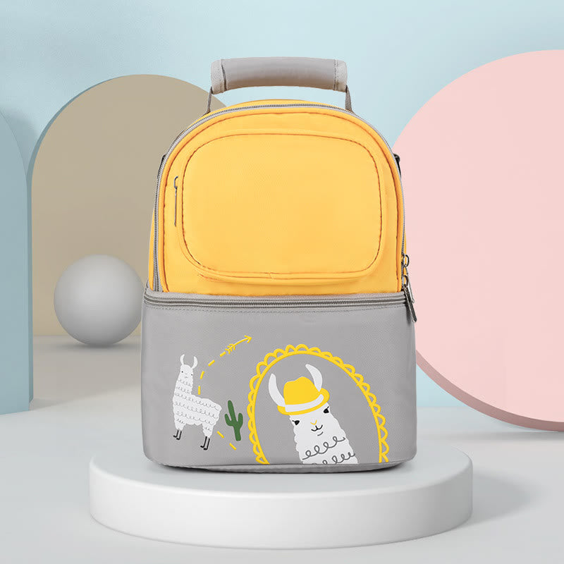 Mommy Bag For Women Cartoon Multifunctional Two-Layer Design Outdoor Backpack