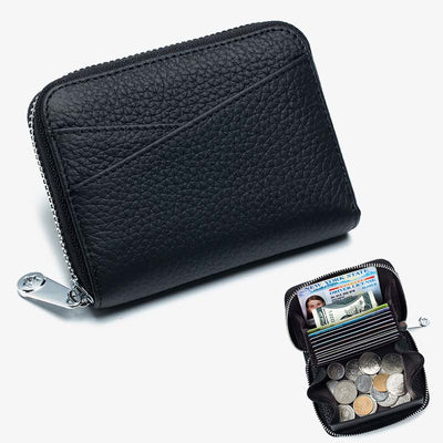 RFID Blocking Zip Around Wallet Small Card Holder Coin Purse Change Pouch