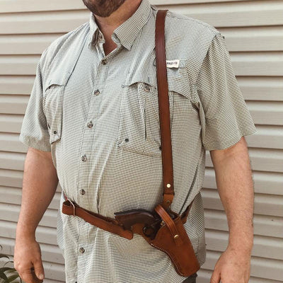 Medieval Handmade Leather Shoulder Holster Colt Style Single Harness Belt
