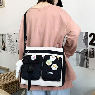 Tote Bag For Students Large Capacity Zipper Nylon Crossbody Bag