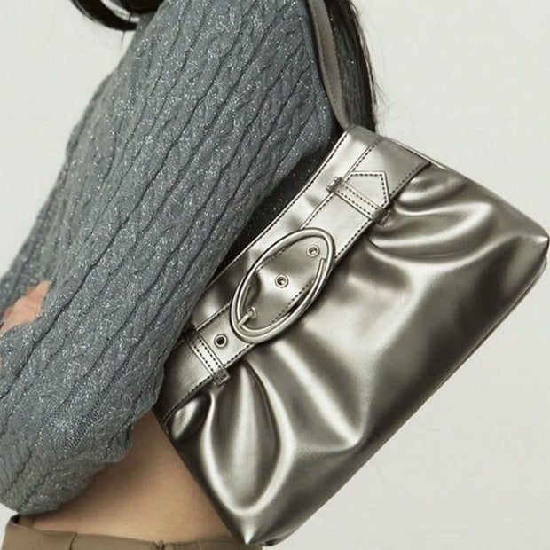 Metallic Underarm Handbag Shoulder Bags for Women Versatile Handbag