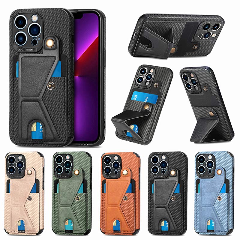 Shockproof Dustproof Leather Phone Case for iPhone with Card Slot Kickstand