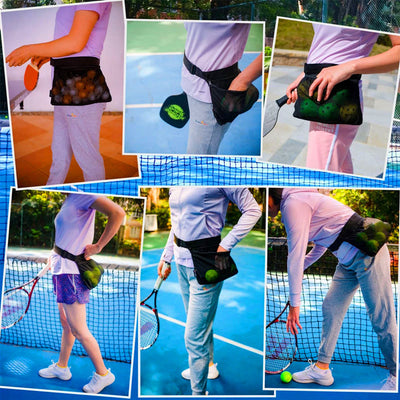 Tennis Ball Mesh Bag For Teens Adjustable Storage Belt Bag