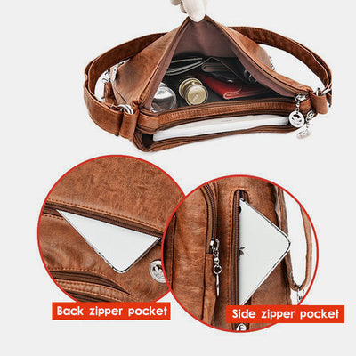 Multi-Pocket Large Capacity Leather Vintage Bag Tote Bag