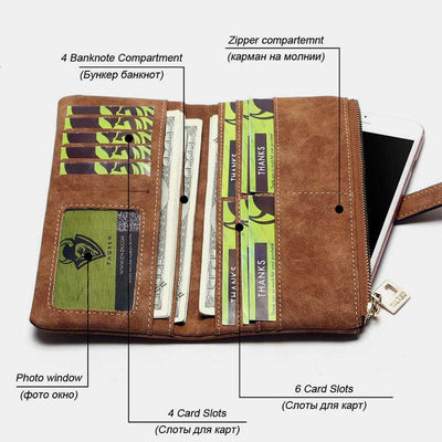 Lightweight Vintage Large Capacity Long Wallet
