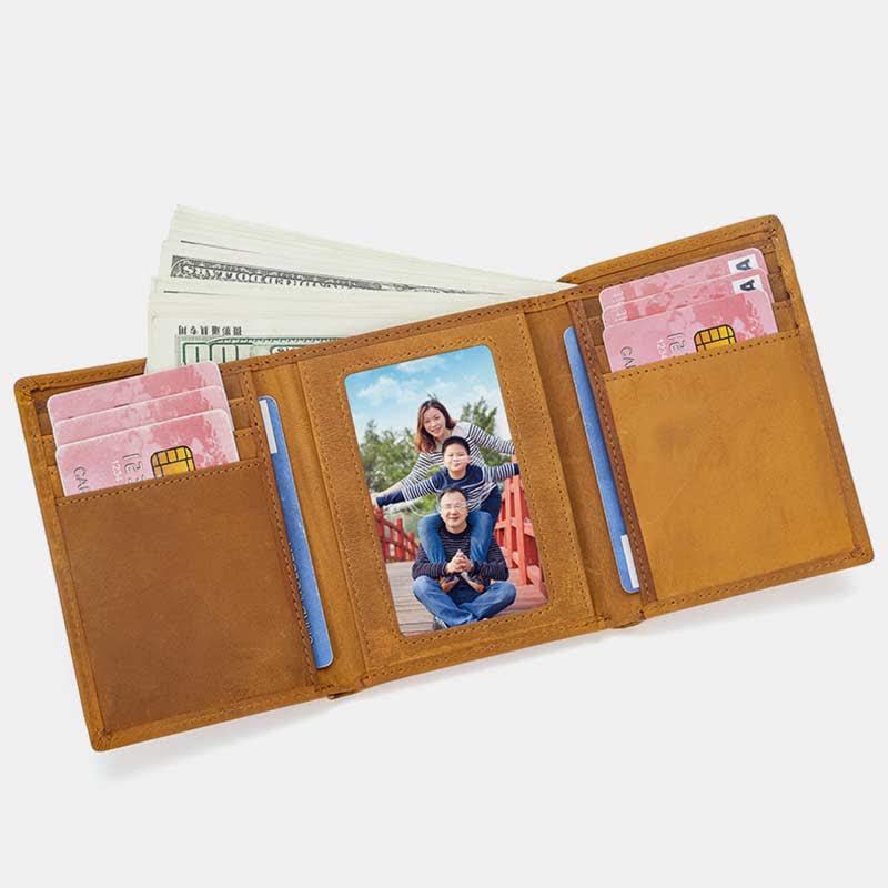 Genuine Leather Wallet for Men Slim Trifold Front Pocket Wallet