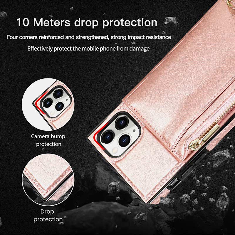 2-IN-1 Phone Case Wallet for iPhone/Samsung with Coin Purse Crossbody Strap