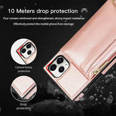 2-IN-1 Phone Case Wallet for iPhone/Samsung with Coin Purse Crossbody Strap