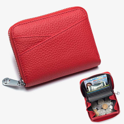 RFID Blocking Zip Around Wallet Small Card Holder Coin Purse Change Pouch