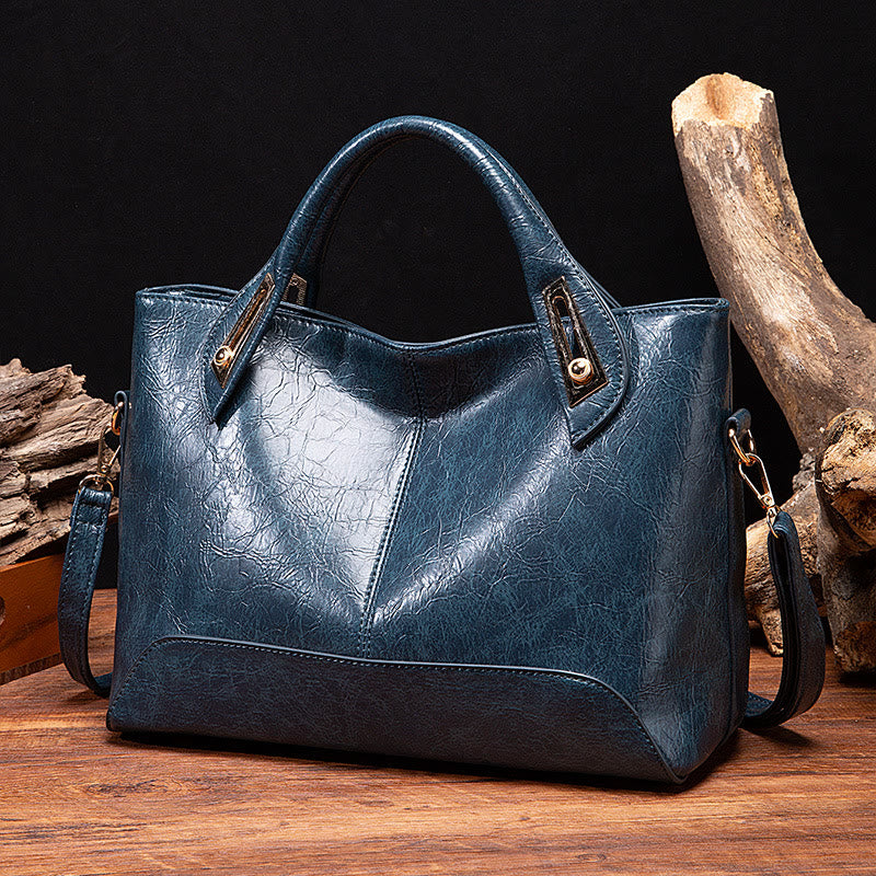 Vintage Tote For Women Wax Genuine Leather Crossbody Bag