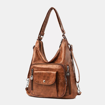 Multi-Pocket Large Capacity Leather Vintage Bag Tote Bag