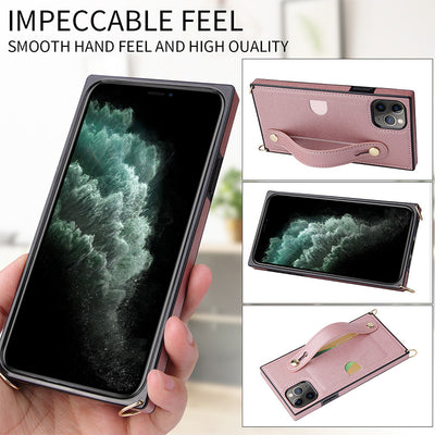 Compatible with iPhone 11/12/13/14 Phone Case Card Holder with Crossbody Strap