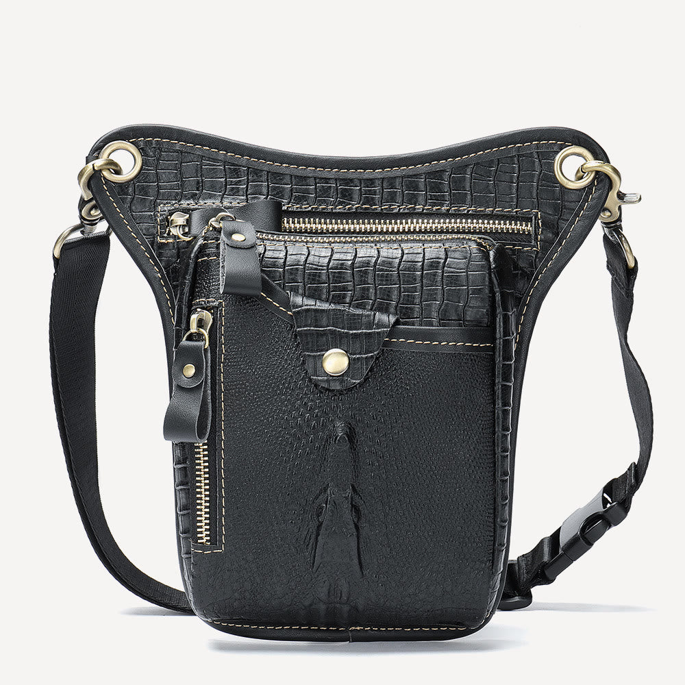 Genuine Leather Retro Waist Bag Thigh Bag with Leg Strap