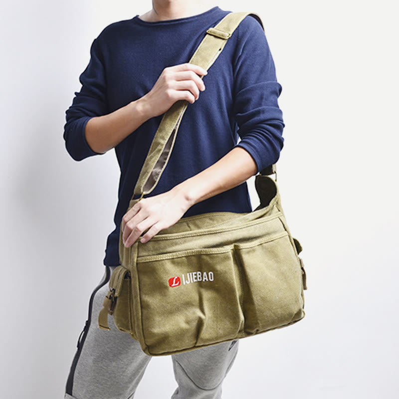 Messenger Bag For Men Vintage Canvas Large Crossbody Kit