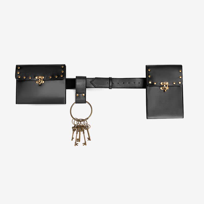 Medieval Renaissance Waist Bag Pouch Belt Holster with Belt Key Chain