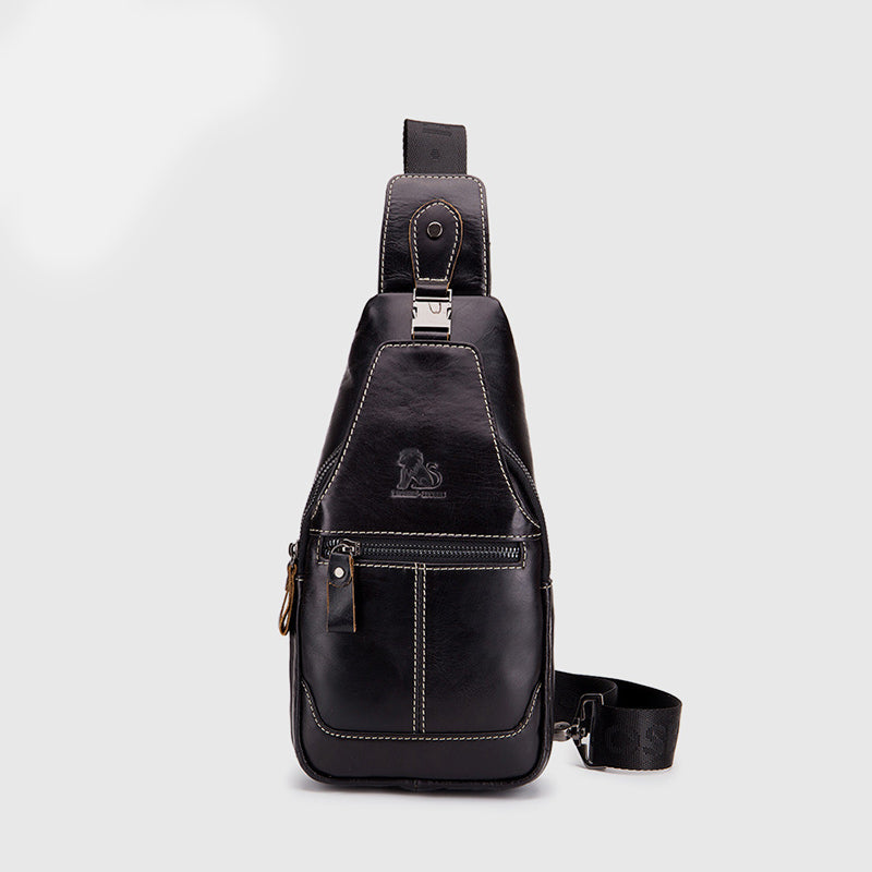 Multi-Pocket Vintage Sling Bag With Headphone Jack