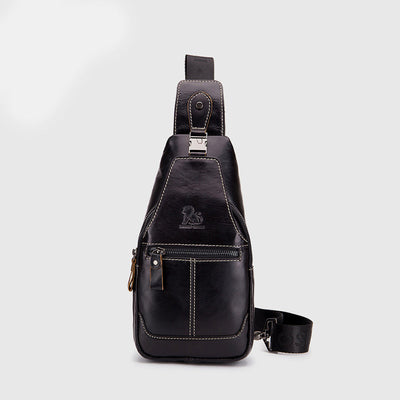 Multi-Pocket Vintage Sling Bag With Headphone Jack