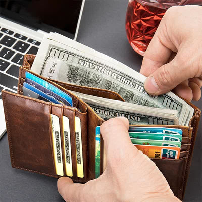 Retro Leather Wallet for Men RFID Blocking Credit Card Holder