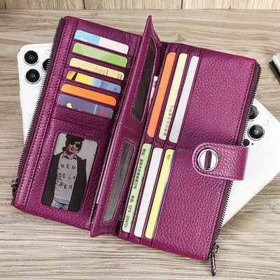 RFID Blocking Genuine Leather Women Wallet Anti-theft Air Tag Holder Card Holder