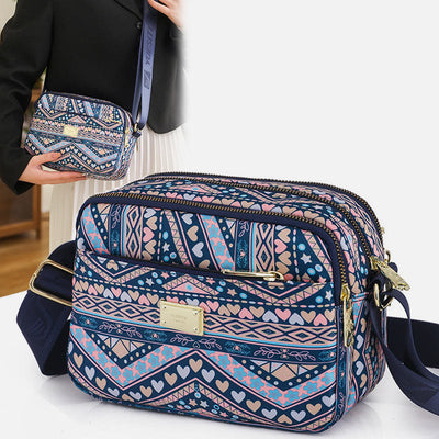 Creative Printing Purse Women Waterproof Nylon Multiple Compartment Crossbody Bag